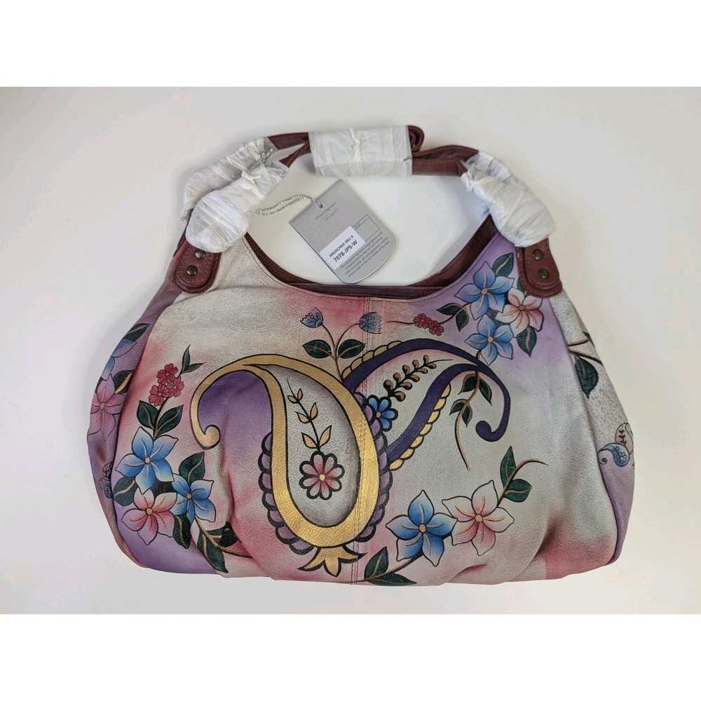 Vintage Anuschka Hand Painted Paisley Floral Shoulder Bag BOHO Y2K NWT